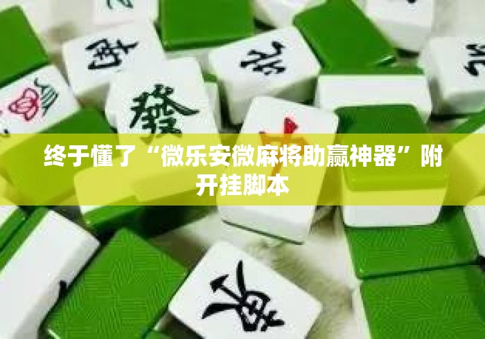 终于懂了“微乐安微麻将助赢神器”附开挂脚本