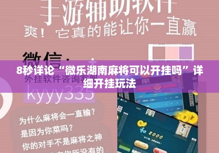 8秒详论“微乐湖南麻将可以开挂吗	”详细开挂玩法