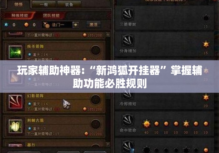 玩家辅助神器:“新鸿狐开挂器	”掌握辅助功能必胜规则