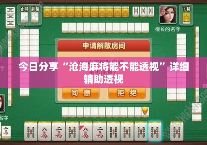 今日分享“沧海麻将能不能透视”详细辅助透视
