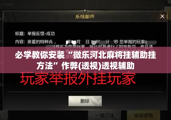 必学教你安装“微乐河北麻将挂辅助挂方法”作弊(透视)透视辅助