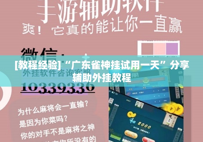 [教程经验]“广东雀神挂试用一天	”分享辅助外挂教程