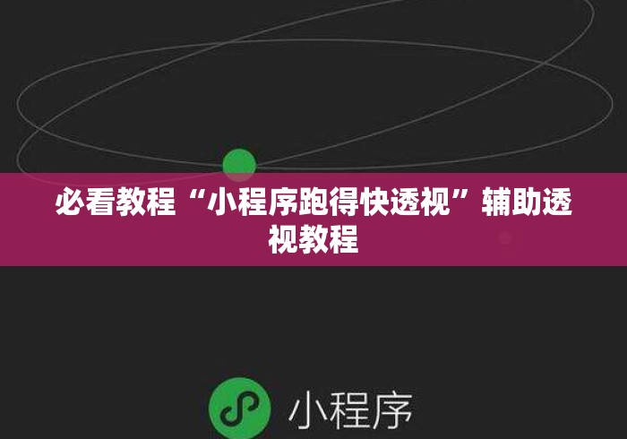 必看教程“小程序跑得快透视”辅助透视教程