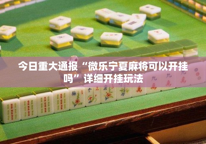 今日重大通报“微乐宁夏麻将可以开挂吗”详细开挂玩法