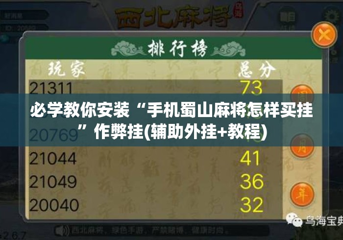 必学教你安装“手机蜀山麻将怎样买挂”作弊挂(辅助外挂+教程)