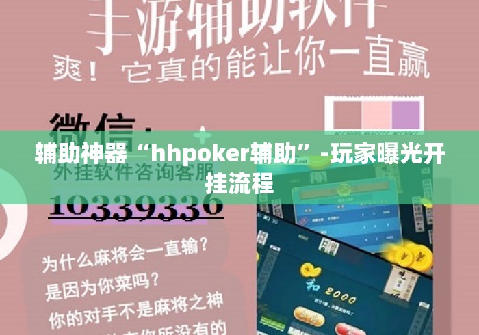 辅助神器“hhpoker辅助	”-玩家曝光开挂流程