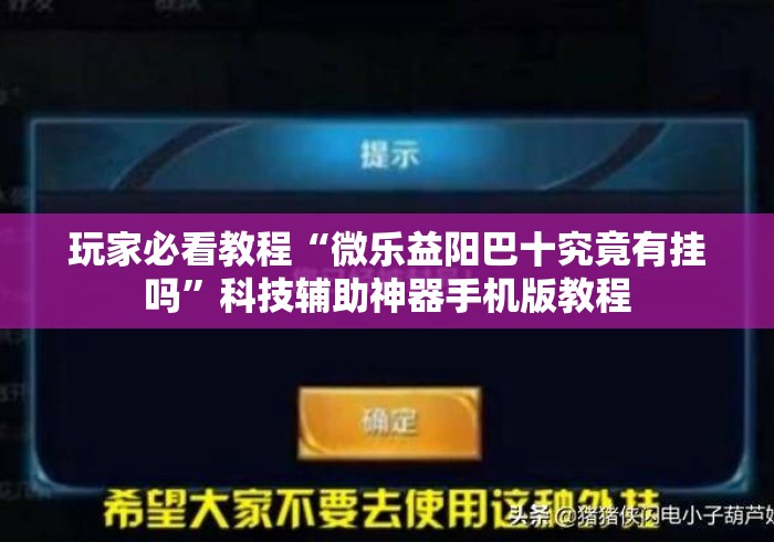 玩家必看教程“微乐益阳巴十究竟有挂吗”科技辅助神器手机版教程