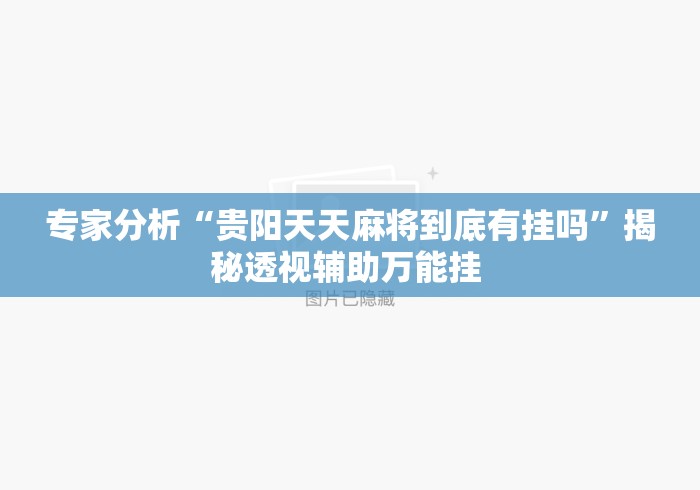 专家分析“贵阳天天麻将到底有挂吗”揭秘透视辅助万能挂 