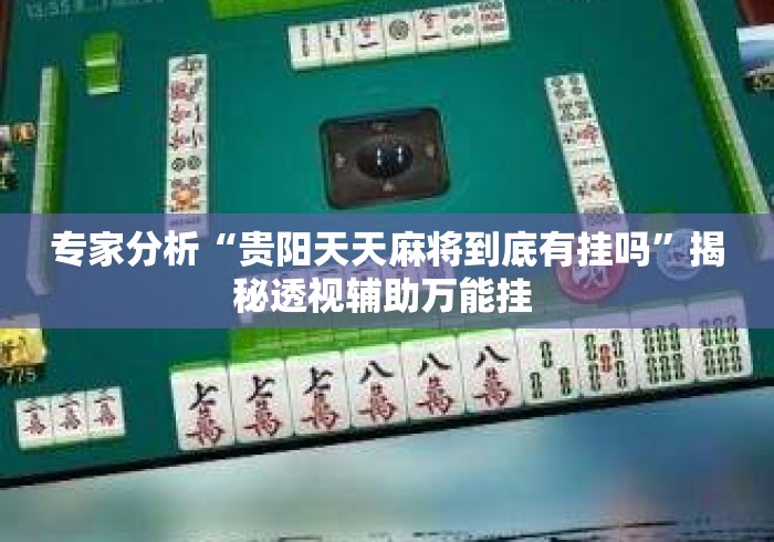 专家分析“贵阳天天麻将到底有挂吗	”揭秘透视辅助万能挂 