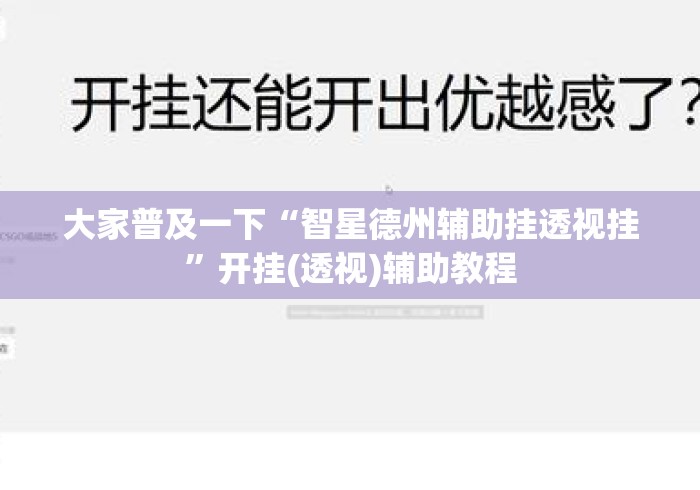 大家普及一下“智星德州辅助挂透视挂”开挂(透视)辅助教程