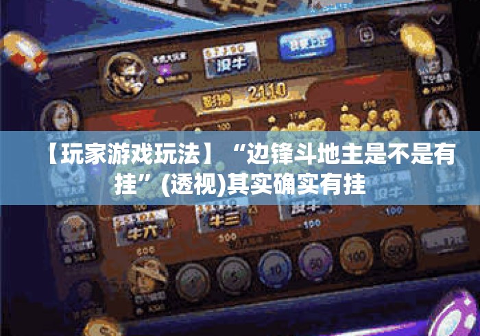【玩家游戏玩法】“边锋斗地主是不是有挂”(透视)其实确实有挂