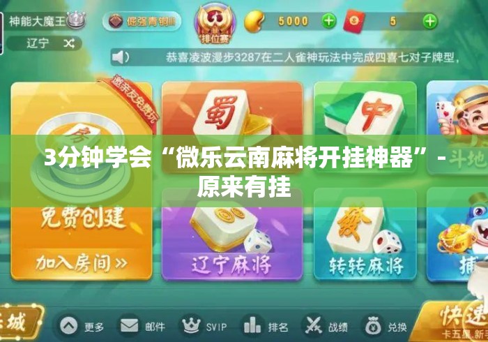 3分钟学会“微乐云南麻将开挂神器”-原来有挂