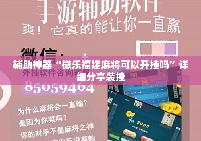 辅助神器“微乐福建麻将可以开挂吗”详细分享装挂