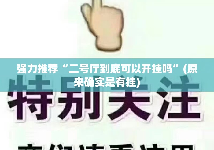 强力推荐“二号厅到底可以开挂吗”(原来确实是有挂)