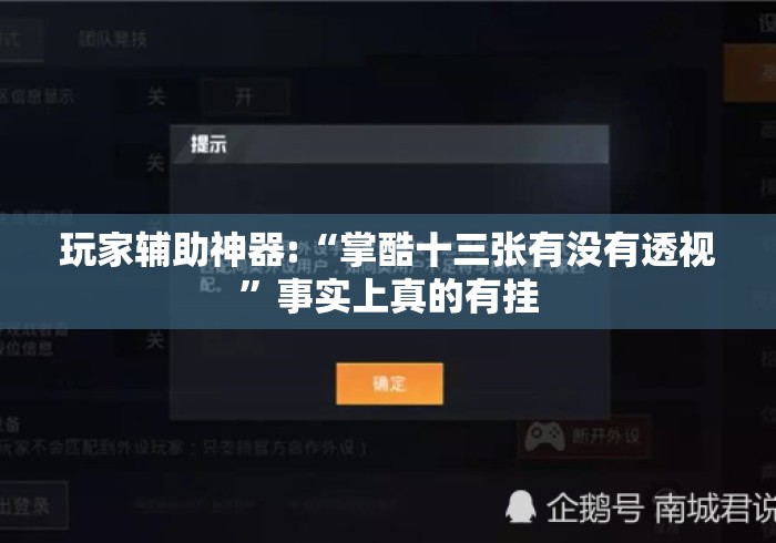 玩家辅助神器:“掌酷十三张有没有透视”事实上真的有挂
