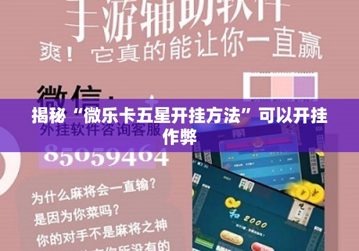 揭秘“微乐卡五星开挂方法”可以开挂作弊