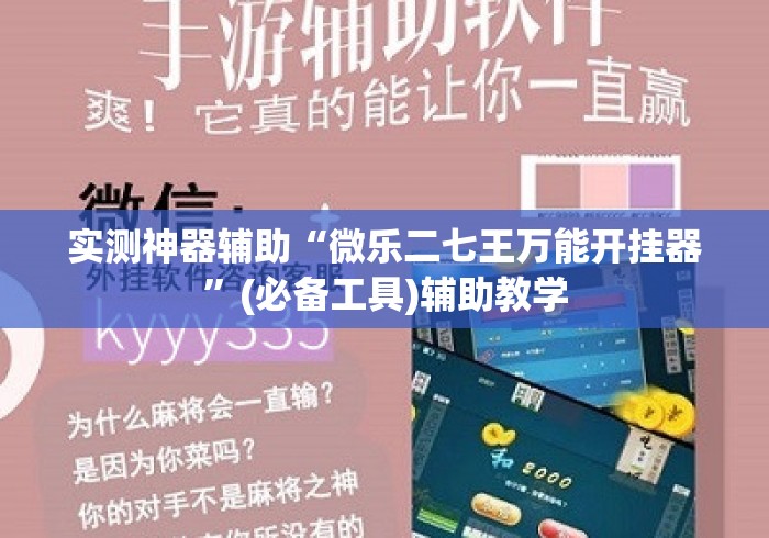 实测神器辅助“微乐二七王万能开挂器	”(必备工具)辅助教学