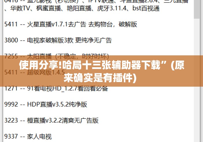使用分享!哈局十三张辅助器下载”(原来确实是有插件) 