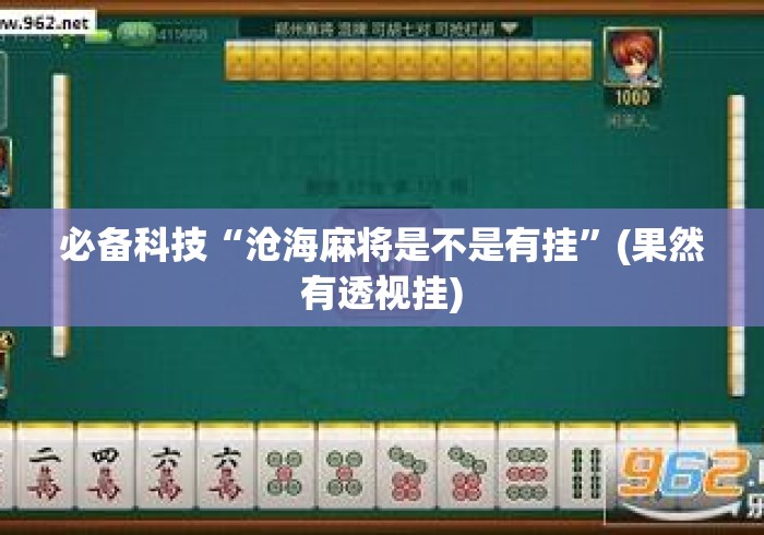 必备科技“沧海麻将是不是有挂”(果然有透视挂)