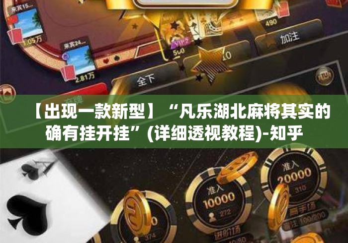 【出现一款新型】“凡乐湖北麻将其实的确有挂开挂”(详细透视教程)-知乎