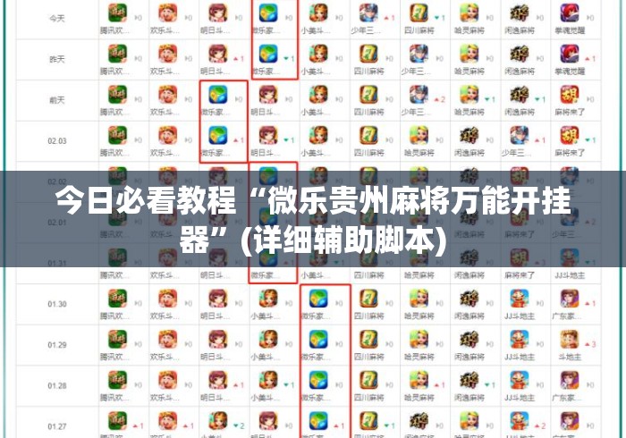 今日必看教程“微乐贵州麻将万能开挂器	”(详细辅助脚本)