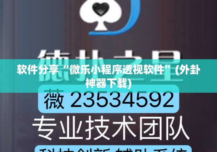 软件分享“微乐小程序透视软件”(外卦神器下载)