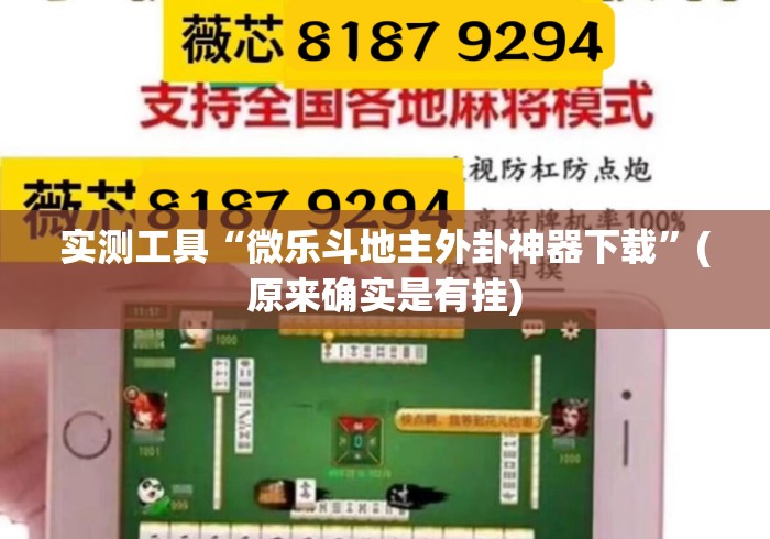 实测工具“微乐斗地主外卦神器下载	”(原来确实是有挂)