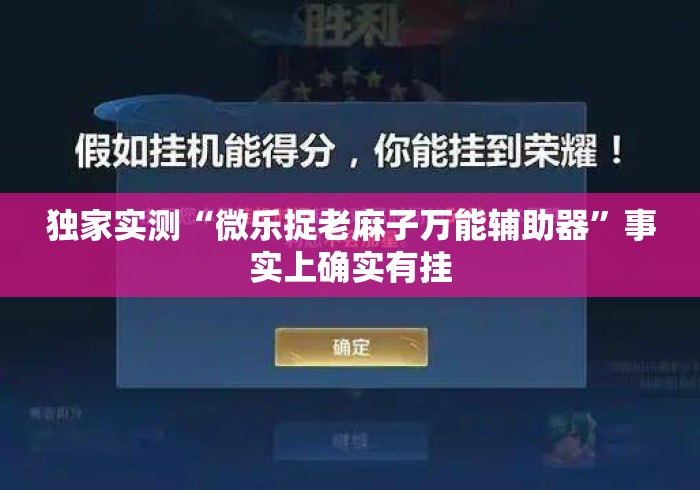 独家实测“微乐捉老麻子万能辅助器”事实上确实有挂