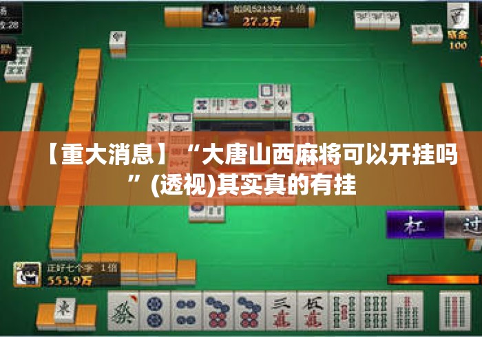 【重大消息】“大唐山西麻将可以开挂吗	”(透视)其实真的有挂
