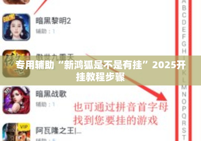 专用辅助“新鸿狐是不是有挂	”2025开挂教程步骤