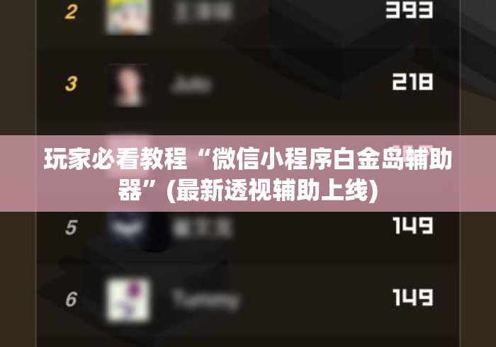 玩家必看教程“微信小程序白金岛辅助器”(最新透视辅助上线)
