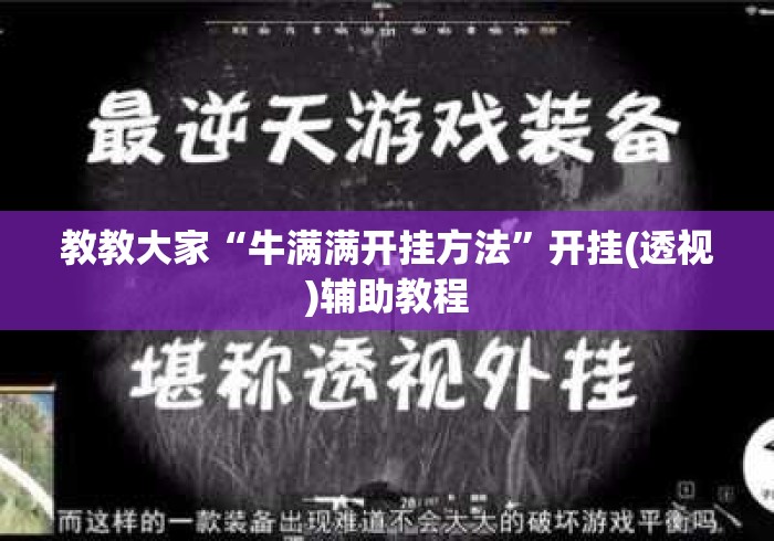 教教大家“牛满满开挂方法”开挂(透视)辅助教程