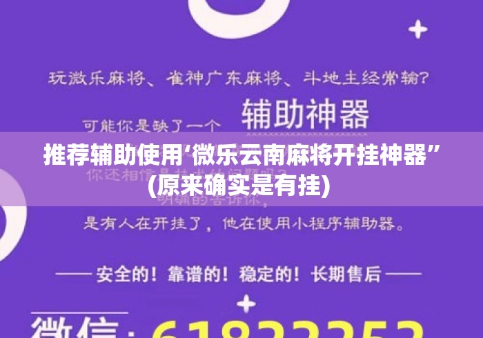 推荐辅助使用‘微乐云南麻将开挂神器”(原来确实是有挂) 
