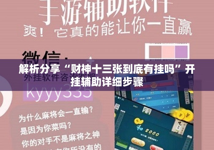 解析分享“财神十三张到底有挂吗”开挂辅助详细步骤