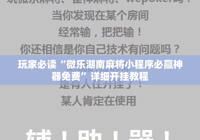 玩家必读“微乐湖南麻将小程序必赢神器免费”详细开挂教程