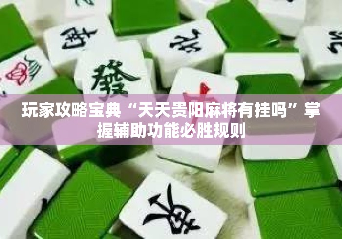 玩家攻略宝典“天天贵阳麻将有挂吗	”掌握辅助功能必胜规则