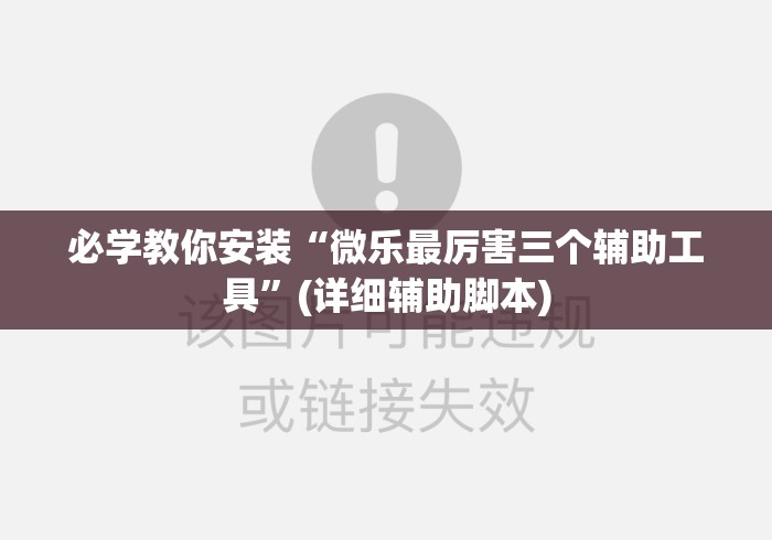 必学教你安装“微乐最厉害三个辅助工具”(详细辅助脚本)