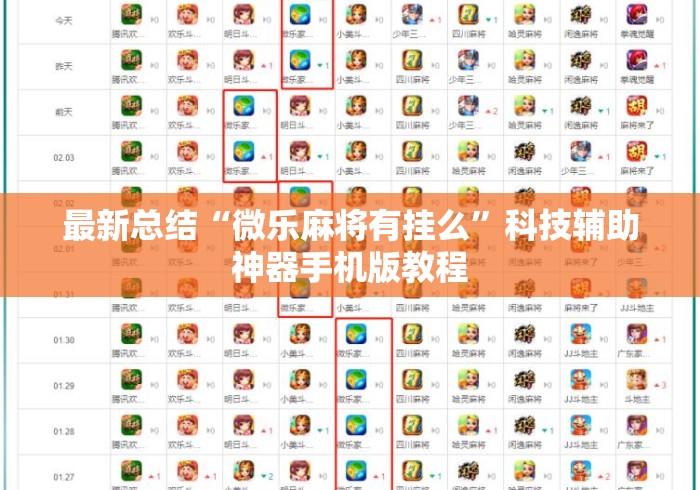 最新总结“微乐麻将有挂么	”科技辅助神器手机版教程