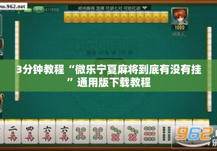 3分钟教程“微乐宁夏麻将到底有没有挂”通用版下载教程