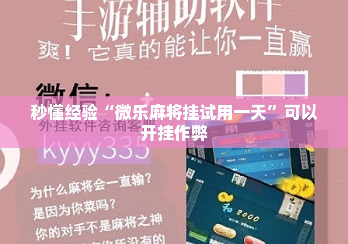 秒懂经验“微乐麻将挂试用一天”可以开挂作弊