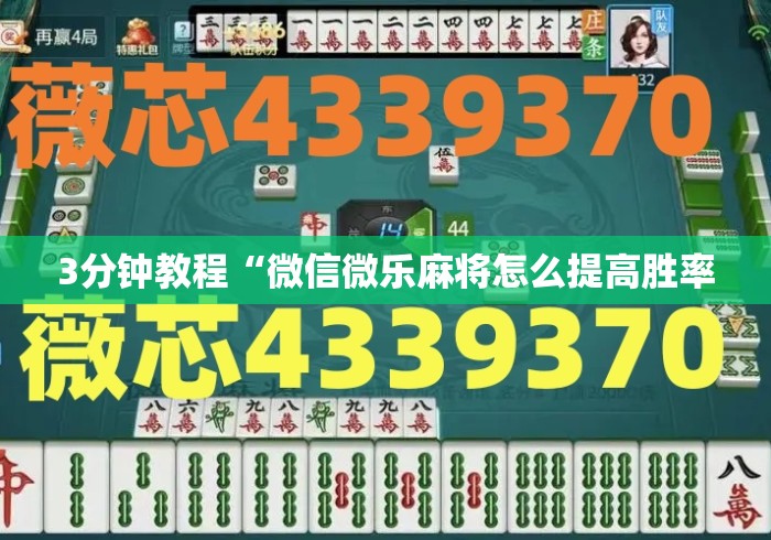 3分钟教程“微信微乐麻将怎么提高胜率
