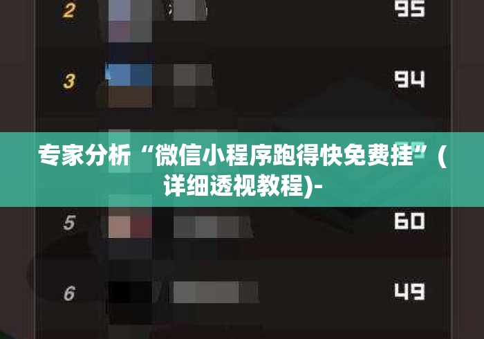 专家分析“微信小程序跑得快免费挂”(详细透视教程)-