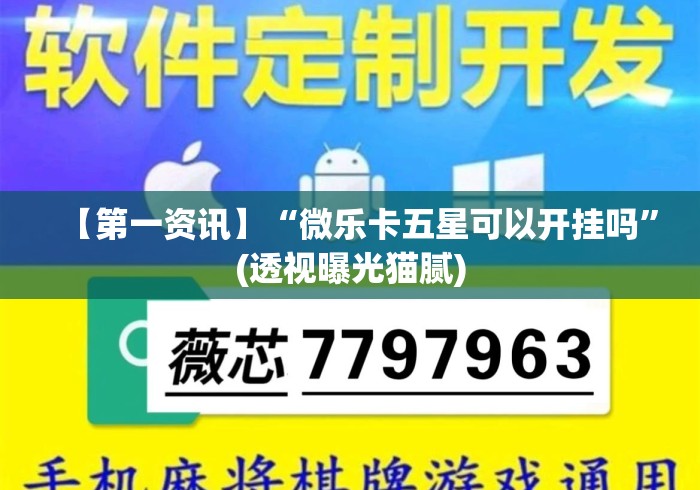 【第一资讯】“微乐卡五星可以开挂吗”(透视曝光猫腻)