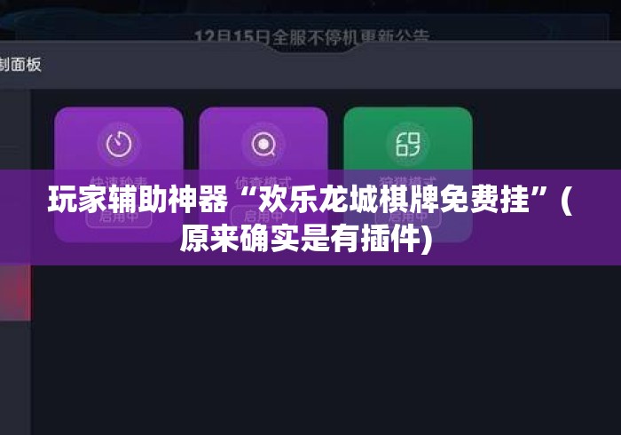 玩家辅助神器“欢乐龙城棋牌免费挂”(原来确实是有插件) 