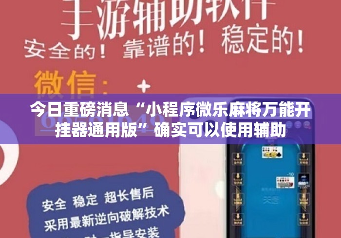 今日重磅消息“小程序微乐麻将万能开挂器通用版”确实可以使用辅助