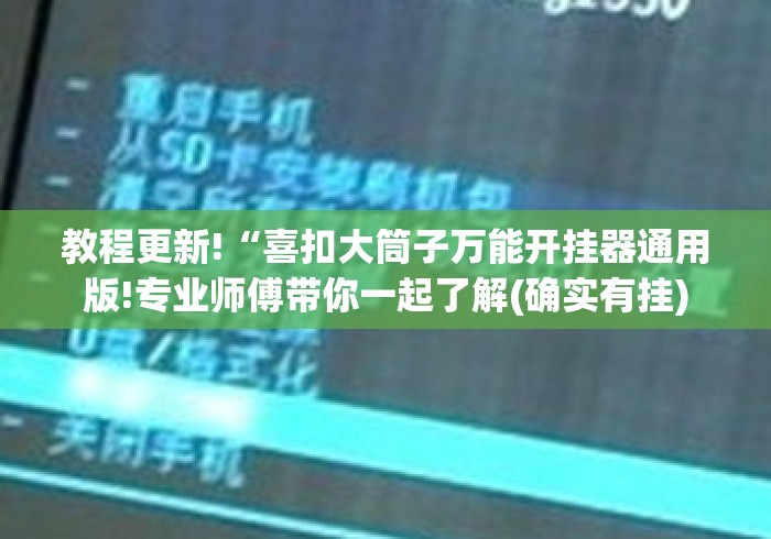 教程更新!“喜扣大筒子万能开挂器通用版!专业师傅带你一起了解(确实有挂)
