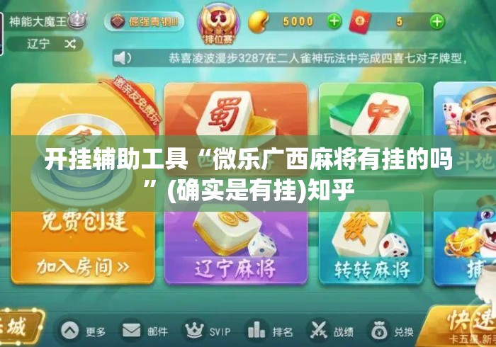 开挂辅助工具“微乐广西麻将有挂的吗”(确实是有挂)知乎