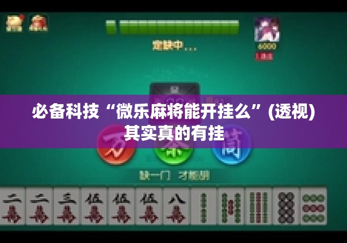 必备科技“微乐麻将能开挂么”(透视)其实真的有挂