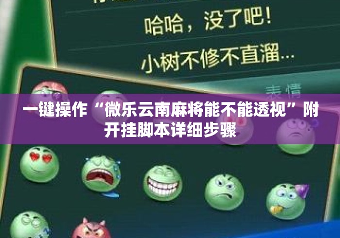 一键操作“微乐云南麻将能不能透视”附开挂脚本详细步骤