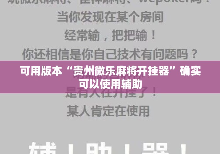 可用版本“贵州微乐麻将开挂器”确实可以使用辅助